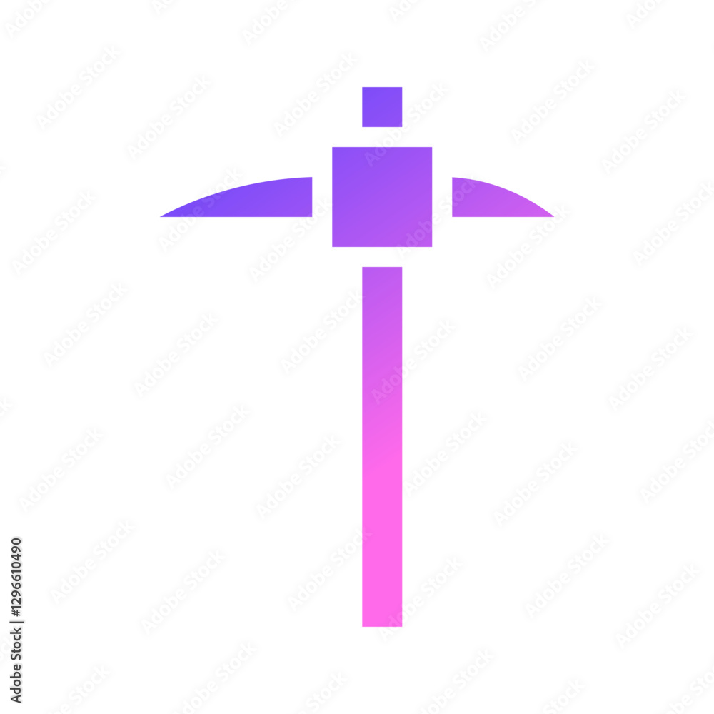 Poster gradient pickaxe icon design on white background