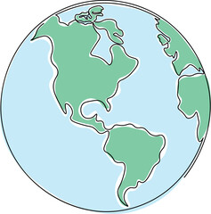 Earth globe line art