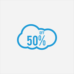 50% OFF red label or promotional tag vector illustration isolated on white background, circular round shopping Tag, sticker discount offer, sale, price reduction, special offer deal ,badge template