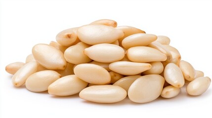 Pile of White Sesame Seeds on White Background