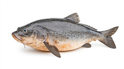 Raw Catfish on White Background Closeup View
