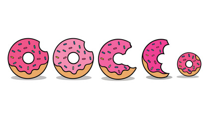 Delicious Donut Vector – Cartoon Style Pink Frosted Doughnut with Sprinkles for Bakery, Dessert, and Food Designs