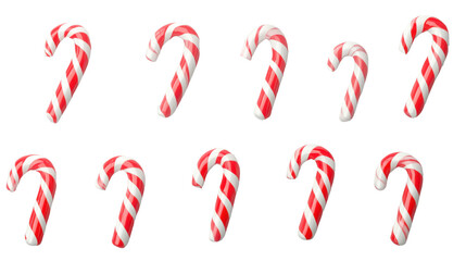 candy canes with red and white stripes isolated on white background 