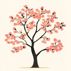 Fototapeta premium branch twig pink blossom prunus apples geraniums