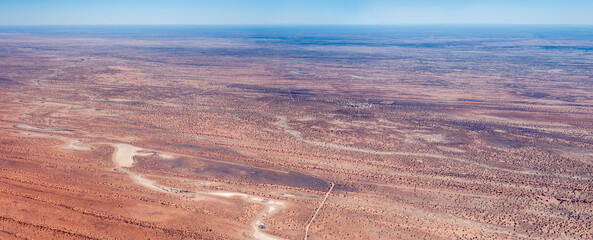 airfield at pan in Kalahari desert countryside, Pokweni, Namibia