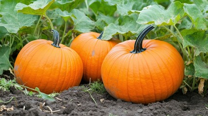 Harvested pumpkins sit in field ready for autumn, preparing for fall festivities.