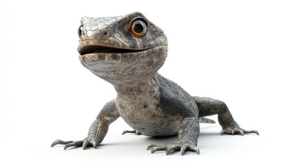 Obraz premium Reptile Crawling, Studio Shot, White Backdrop