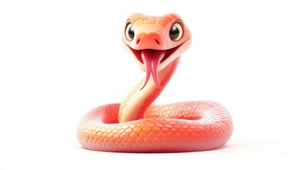 Fototapeta premium Cute snake strikes on white background