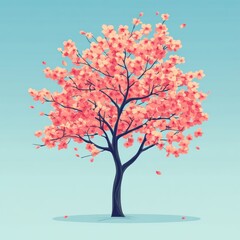 Obraz premium branch red twig pink petal blossom graphics prunus geraniums