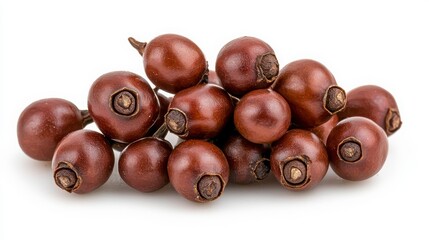 Obraz premium Close Up of Brown Peppercorns Piled on White Background