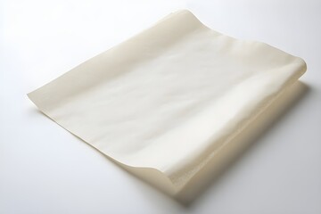 Smooth Textured Sheet of Minimalistic Off-White Parchment Paper on White Background