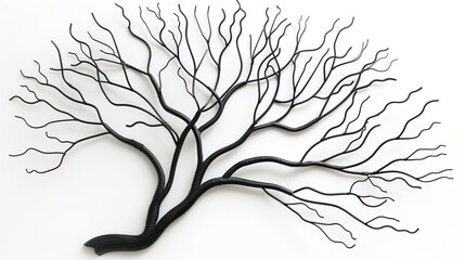 A decorative metal wall art piece featuring an abstract tree design with intertwined branches, isolated on a clean white background.