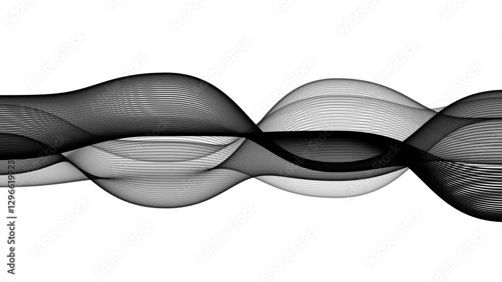 Poster minimalistic wave of black thin lines on dark background looping forever