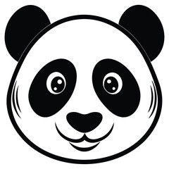 a panda icon with round ears black patches around vector
