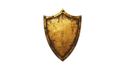 Golden shield isolated on white background 