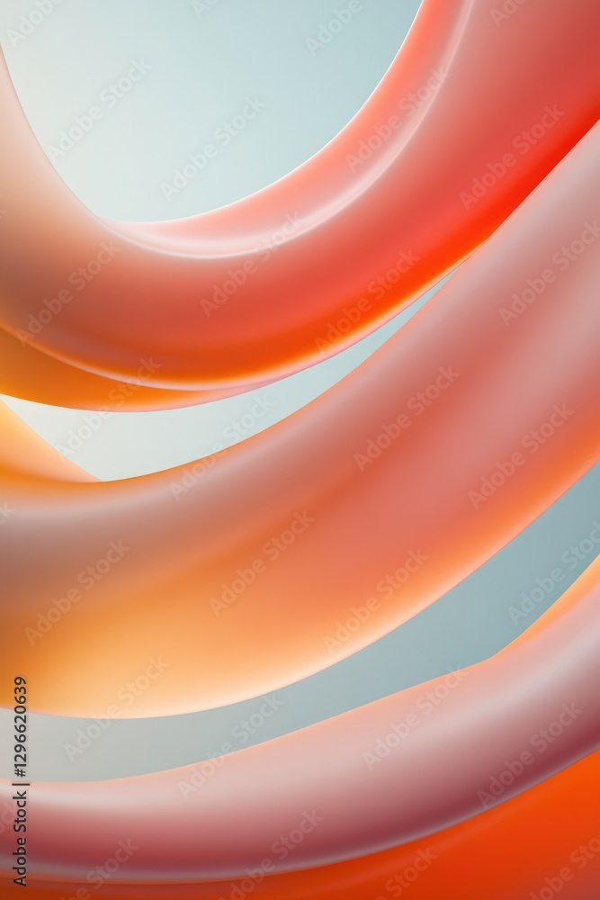 Poster striking 3d abstract composition of curved and interlocking shapes vibrant hues on muted background 