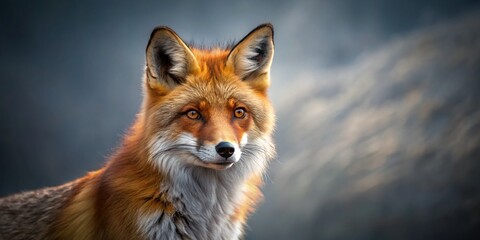 Obraz premium Majestic Red Fox Standing on Gray Background - Wildlife Stock Photo