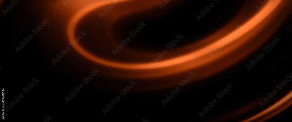 Poster Abstract orange light trails creating dynamic swirls on black background