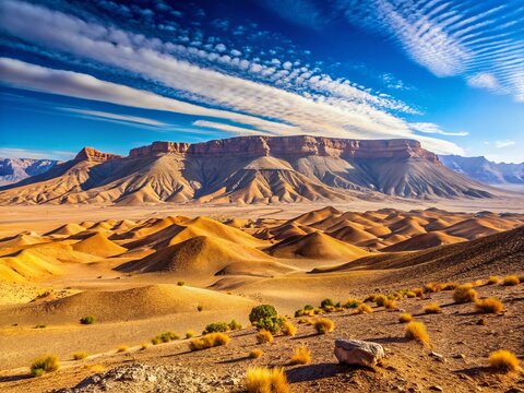 Majestic Scree Desert Landscape, Errachidia, Morocco: Expansive Sand and Stone Panorama