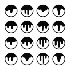 Dripping Liquid Icons Vector – Black and White Melting Shapes for Paint, Chocolate, Honey, and Fluid Design Elements