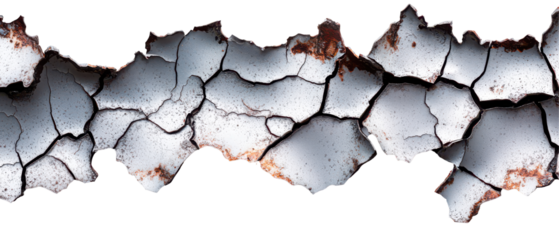 Cracked Metal Surface with Rusty Accents in Industrial Setting Isolate on Transparent Background, cutout, png