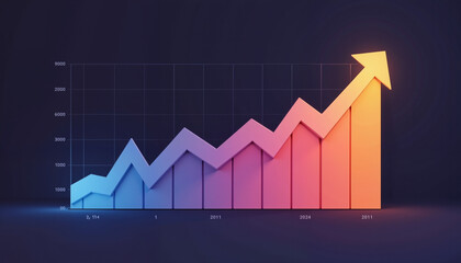Minimalistic gradient bar chart illustrating data trends, analytics focus