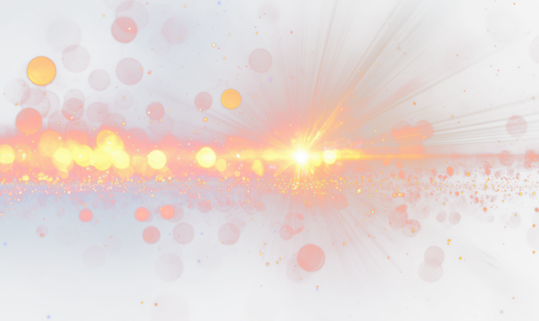 Sun Rays and Glowing Flares with Colorful Bokeh Effect Isolate on Transparent Background, cutout, png