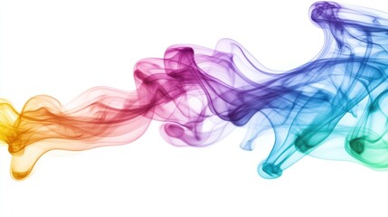 Colorful Smoke Flowing Abstract Design Against a Clean White Background