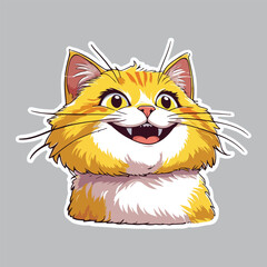 happy cat stickers, cat stickers, cat flat vector design, stickers