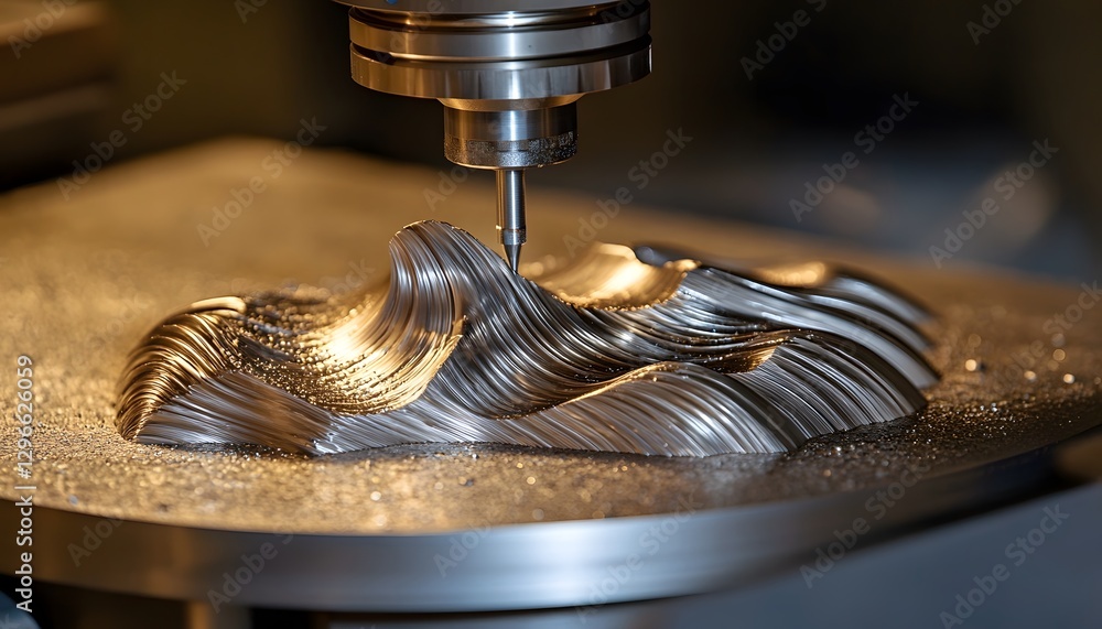 Poster precision cnc machining of intricate metal sculpture in workshop
