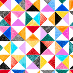 Colorful Hand-Drawn Geometric Pattern with Triangles