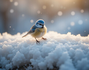 Small Bird Standing in the Snow