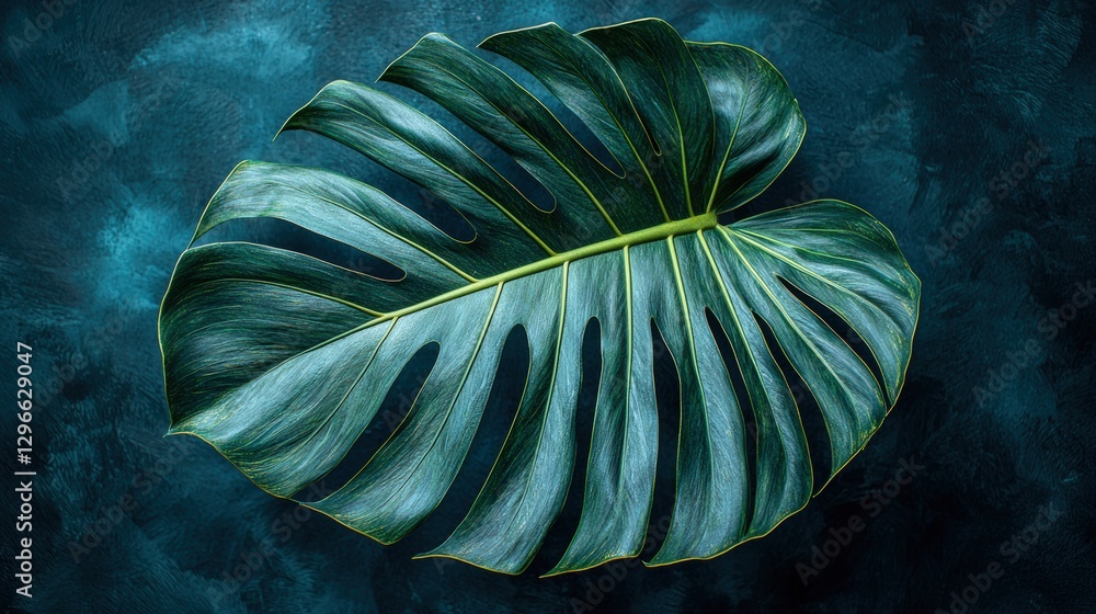 Poster large monster leaf displayed in a natural setting highlighting its unique shape and texture