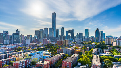 Fototapeta premium From residential buildings to landmarks in China: The history of urban transformation in Beijing