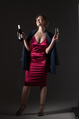 Portrait of a young beautiful blonde girl in a studio.