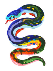 Obraz premium colorful snake painting on a white background