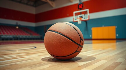 Art photograph of a basketball on a floor