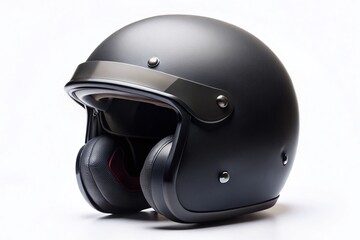 Fototapeta premium Matte Black Motorcycle Helmet, Isolated on White Background - Safety Gear, Head Protection