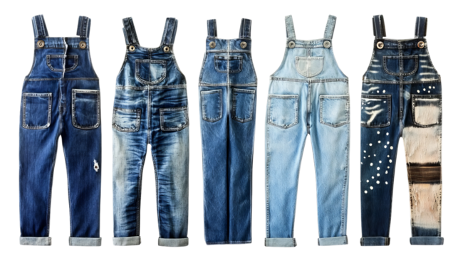 Png of Vintage Denim Overalls – Retro & Street-Style Inspired Fashion on transparent background.