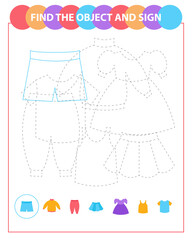 Find the object and sign. Coloring page. Cloth