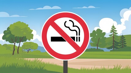 A no-smoking sign with a fresh air icon.
