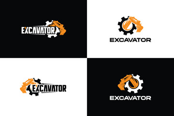 Excavator garage logo design vector eps 10