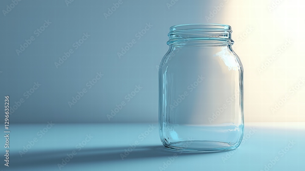 Poster simple yet elegant glass jar displaying a clear view of water in a bright and airy setting