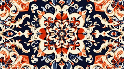 Detailed Ornamental Pattern with Floral Elements and Symmetrical Design