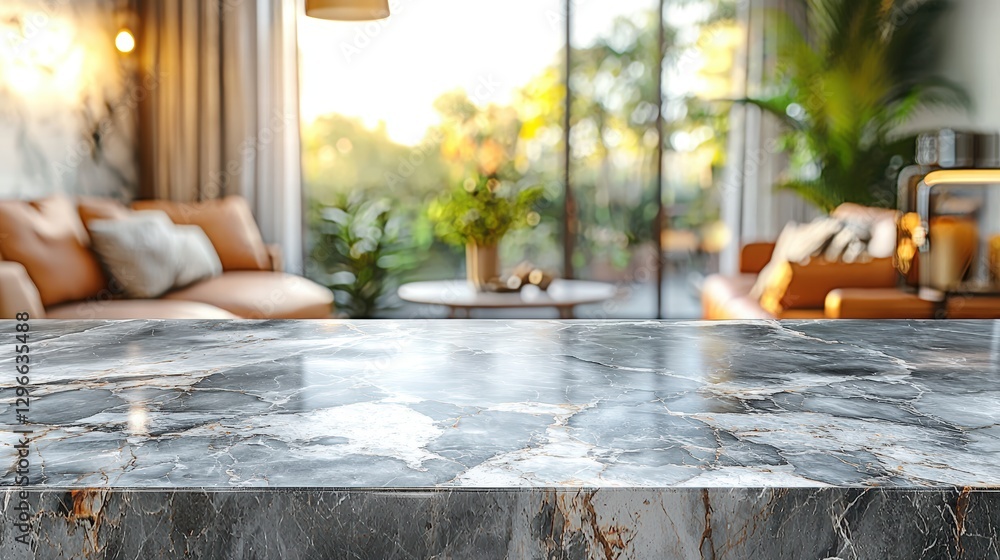 Poster Elegant marble tabletop displayed against a light background with subtle veining patterns