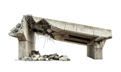 Fragmented Bridge Ruins After Earthquake Caused Major Structural Damage Isolate on Transparent Background, cutout, png