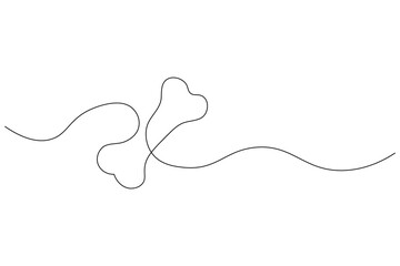 Dog bone continuous single line drawing animal paw icon outline vector icon



