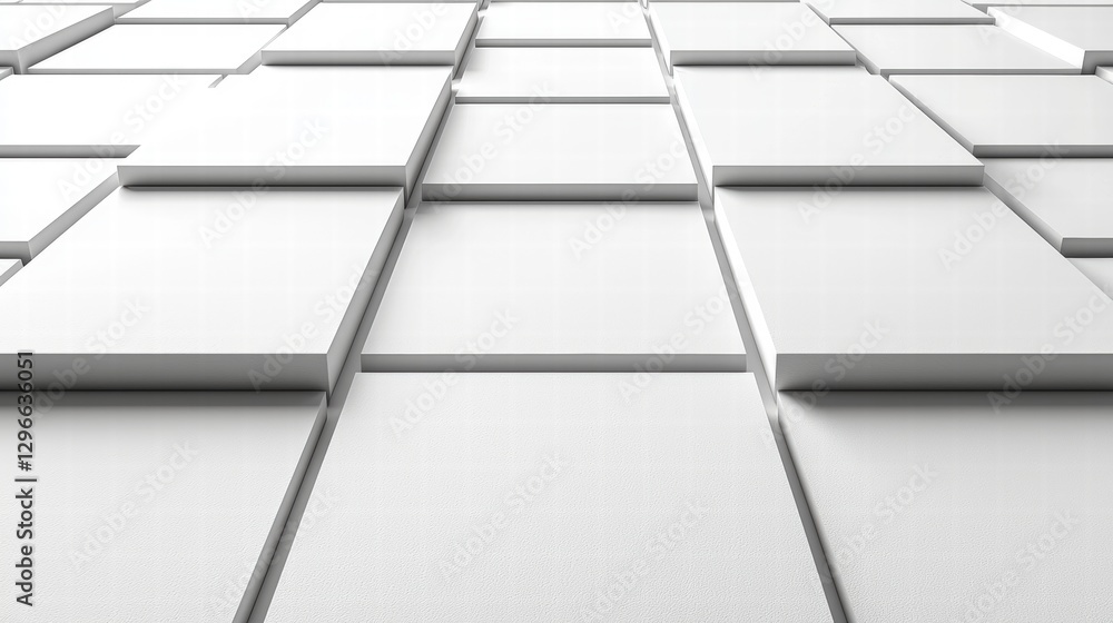 Poster a white wall featuring an array of many squares creating a unique geometric pattern and design