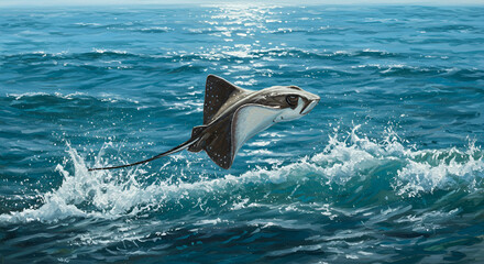 Obraz premium stingray flying from the water