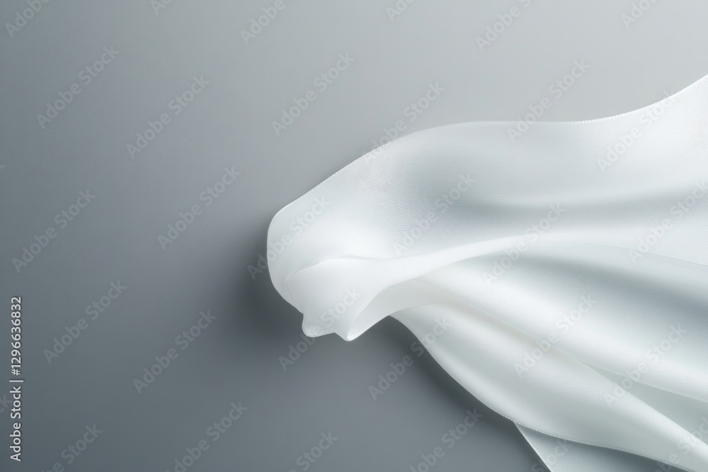 Poster white silk ribbon gently twisted forming elegant loops on matte background its soft curves conveying
